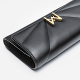 Pochette avec chaine Maison Maes M1_02 en M_MAT_cactus noir vue de dessus, Haute Maroquinerie vegan à faible impact fabriquée en France